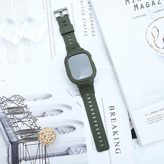 49MM Green Sporty TPU Case Band By Shopyholy Compatible For Apple Watch Ultra