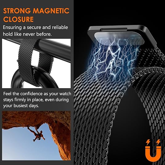 Black Luxury Strato Milanese Loop By Shopyholy Compatible For Apple Watch
