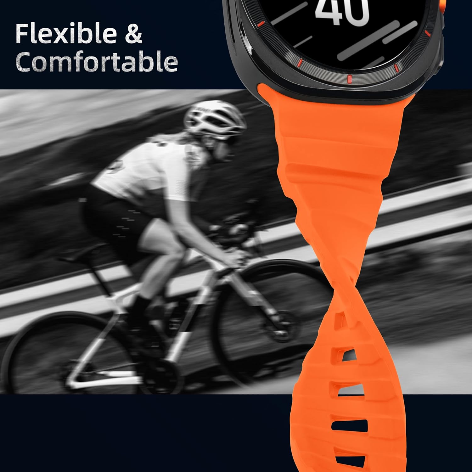 Orange Rocky Point Silicone Sport Band for Samsung Galaxy Watch Ultra 47mm