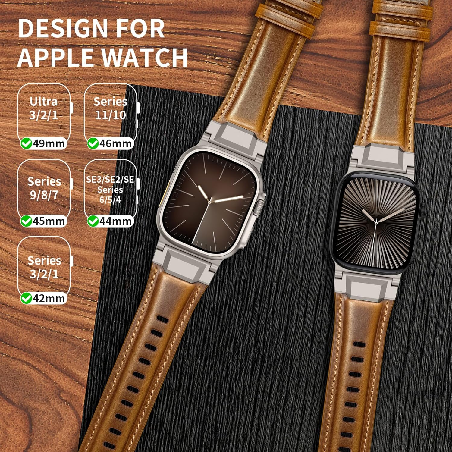 Brown Luxury Cavallo Leather Straps By Shopyholy Compatible For Apple Watch