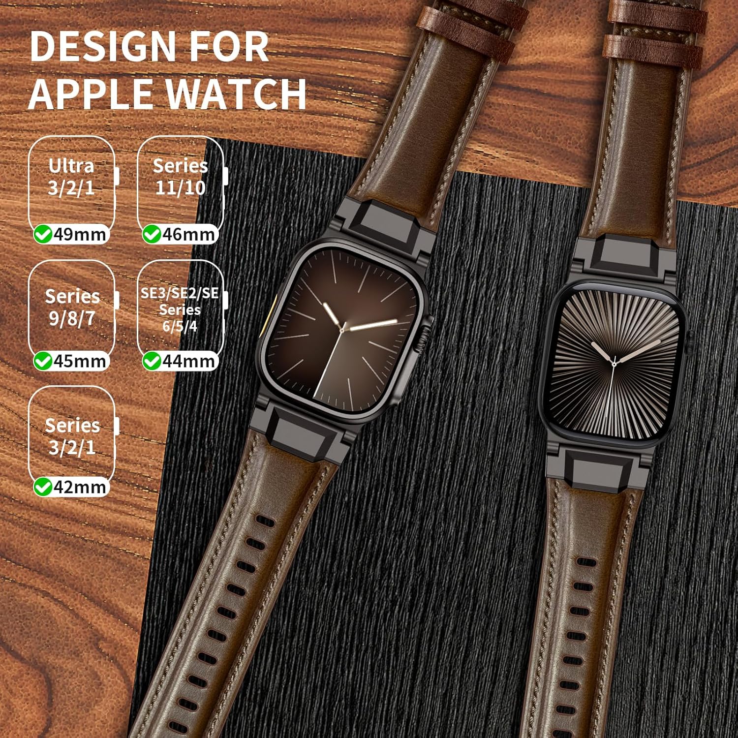 Coffee Dark Brown B Luxury Cavallo Leather Straps By Shopyholy Compatible For Apple Watch