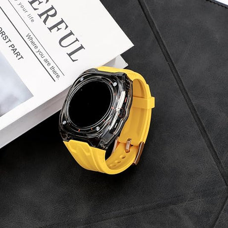 Yellow B Transparent Rugged Case with Silicone Band for Samsung Galaxy Watch Ultra 47mm