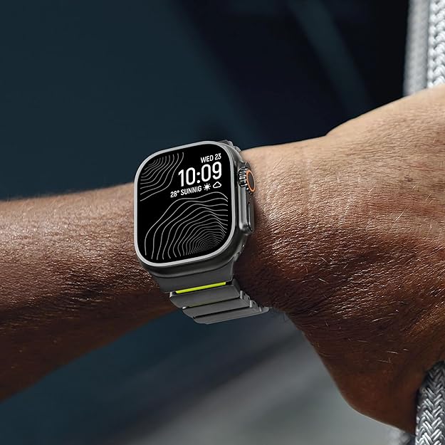 Black green Luxury Titanium Dual Layer Silicone Magnetic Link Bands By Shopyholy Compatible For Apple Watch