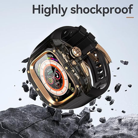 49MM Black Rose Gold Luxury Transparent Concept Case By Shopyholy Compatible For Apple Watch Ultra