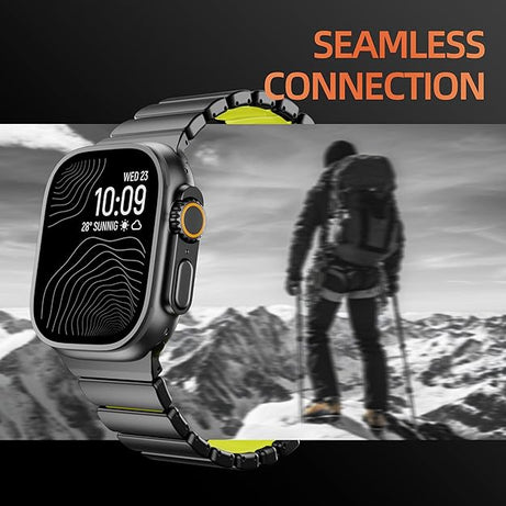 Black green Luxury Titanium Dual Layer Silicone Magnetic Link Bands By Shopyholy Compatible For Apple Watch