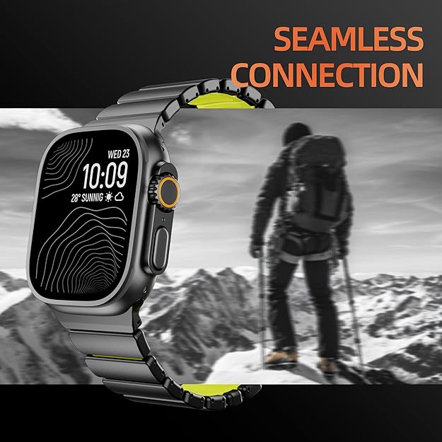 Black green Luxury Titanium Dual Layer Silicone Magnetic Link Bands By Shopyholy Compatible For Apple Watch