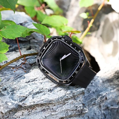 Full Black Luxury Metal Scale Ring Case By Shopyholy Compatible For Apple Watch