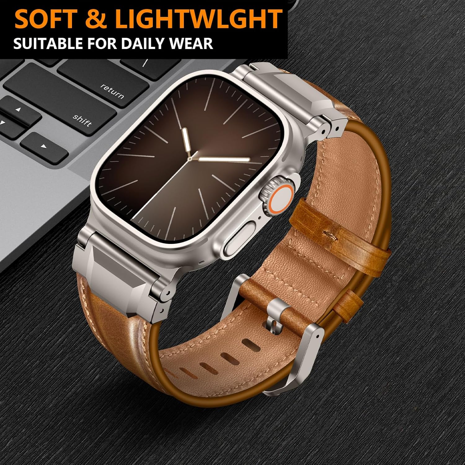Brown Luxury Cavallo Leather Straps By Shopyholy Compatible For Apple Watch