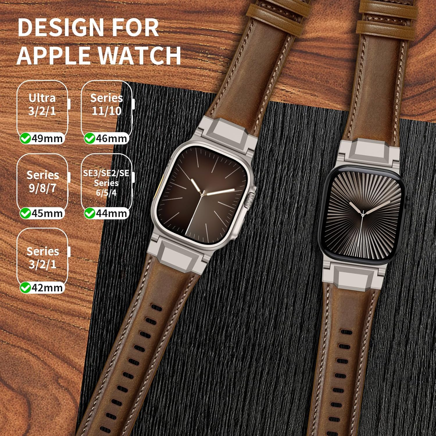 Dark Brown Luxury Cavallo Leather Straps By Shopyholy Compatible For Apple Watch