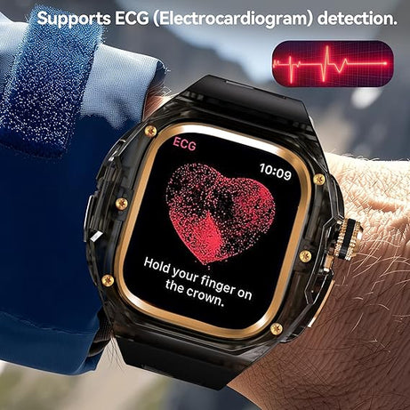 49MM Black Rose Gold Luxury Transparent Concept Case By Shopyholy Compatible For Apple Watch Ultra