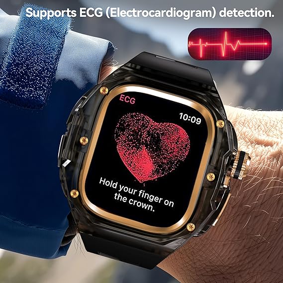 49MM Black Rose Gold Luxury Transparent Concept Case By Shopyholy Compatible For Apple Watch Ultra