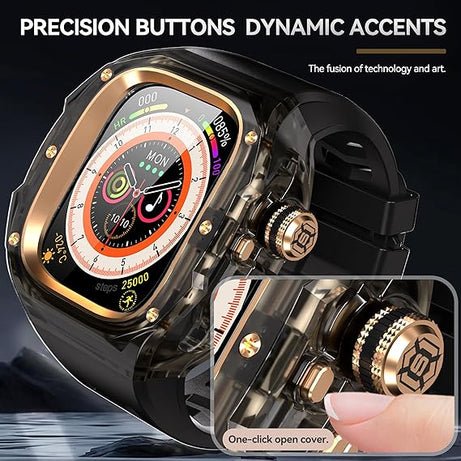 49MM Black Rose Gold Luxury Transparent Concept Case By Shopyholy Compatible For Apple Watch Ultra