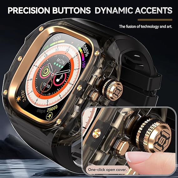 49MM Black Rose Gold Luxury Transparent Concept Case By Shopyholy Compatible For Apple Watch Ultra