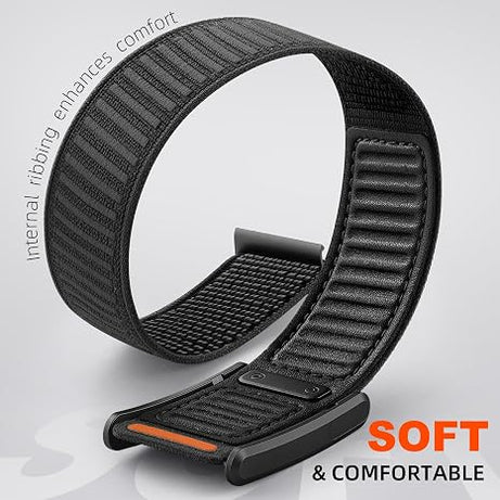 Black Luxury Leather Nylon Navigator Band Compatible for WHOOP 5.0