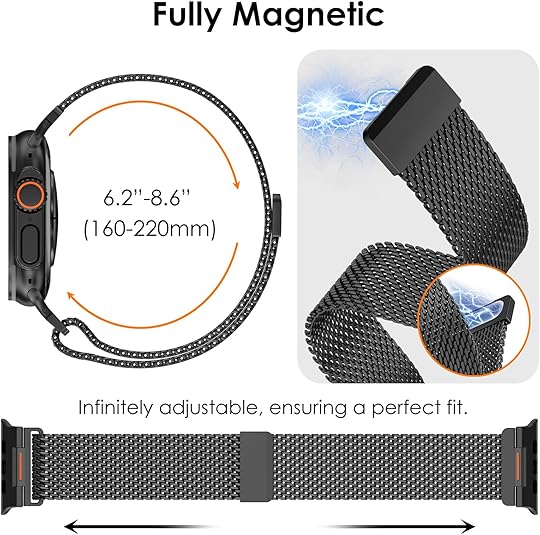 Black Luxury Strato Milanese Loop By Shopyholy Compatible For Apple Watch