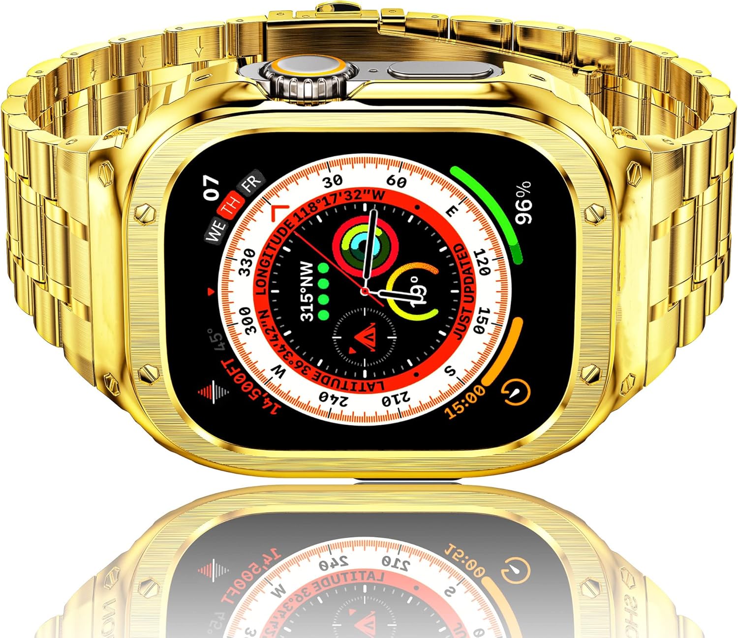49MM Gold Luxury Richard Armor Metal Kit By Shopyholy Compatible For iWatch Ultra