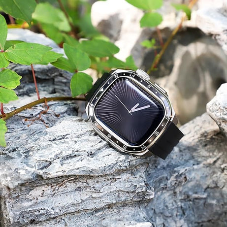 Titanium Black Luxury Metal Scale Ring Case By Shopyholy Compatible For Apple Watch