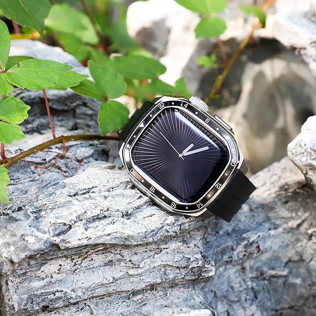 Titanium Black Luxury Metal Scale Ring Case By Shopyholy Compatible For Apple Watch