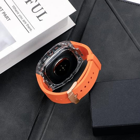 Orange Transparent Rugged Case with Silicone Band for Samsung Galaxy Watch Ultra 47mm