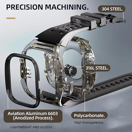 49MM Full Black Luxury Transparent Concept Case By Shopyholy Compatible For Apple Watch Ultra