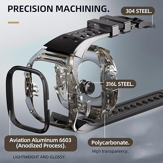 49MM Full Black Luxury Transparent Concept Case By Shopyholy Compatible For Apple Watch Ultra