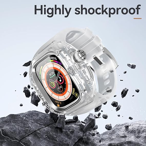 49MM Silver Luxury Transparent Concept Case By Shopyholy Compatible For Apple Watch Ultra