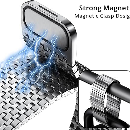 Silver Luxury Magnetic Milanese Loop By Shopyholy Compatible For Apple Watch