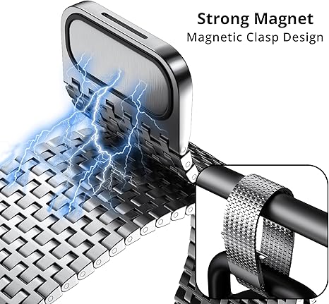 Silver Luxury Magnetic Milanese Loop By Shopyholy Compatible For Apple Watch