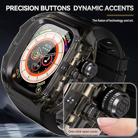 49MM Full Black Luxury Transparent Concept Case By Shopyholy Compatible For Apple Watch Ultra