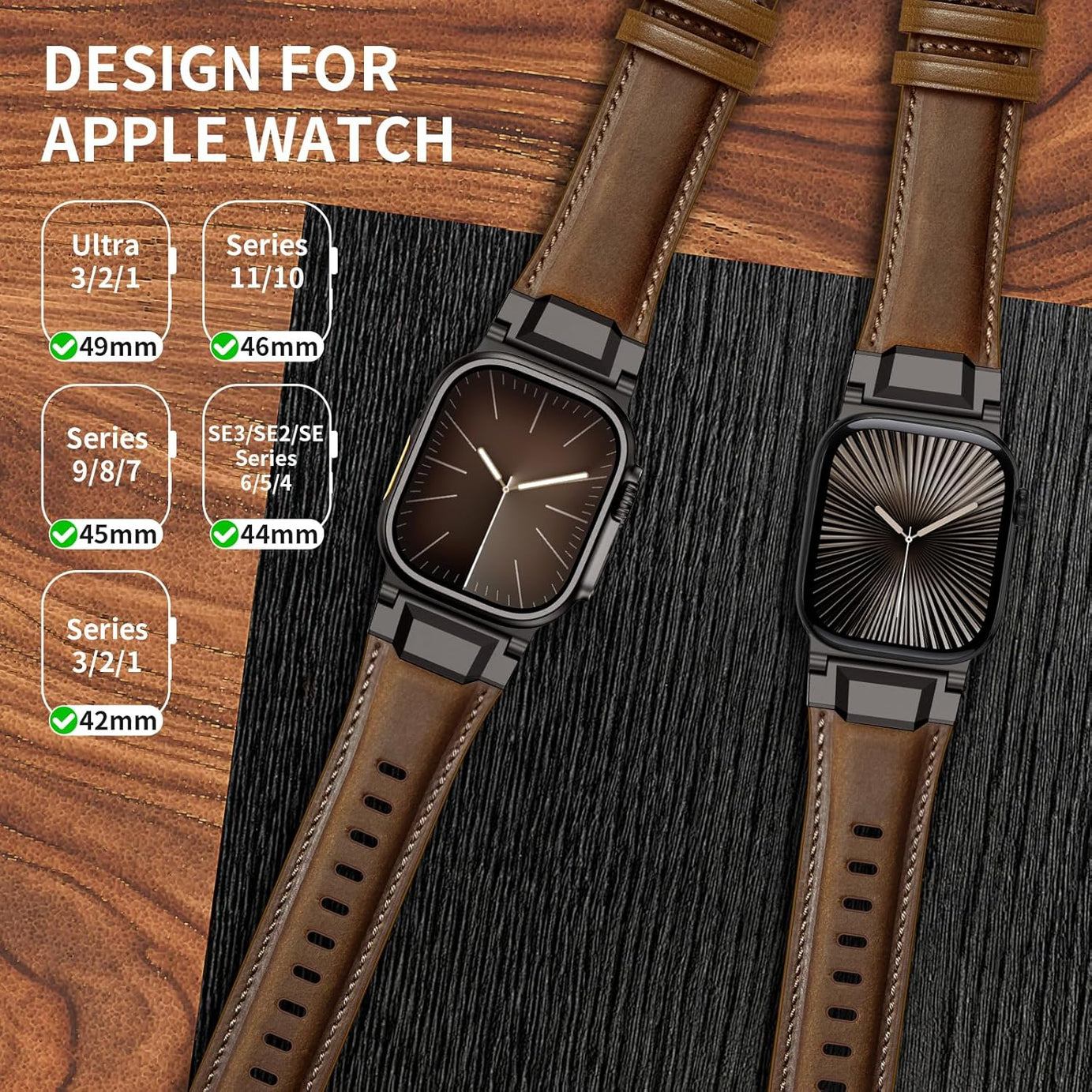 Dark Brown B Luxury Cavallo Leather Straps By Shopyholy Compatible For Apple Watch
