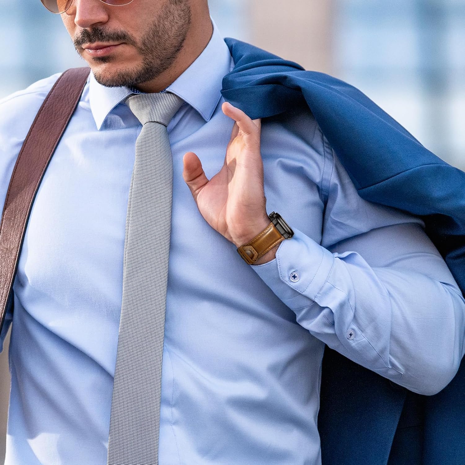 Brown B Luxury Cavallo Leather Straps By Shopyholy Compatible For Apple Watch