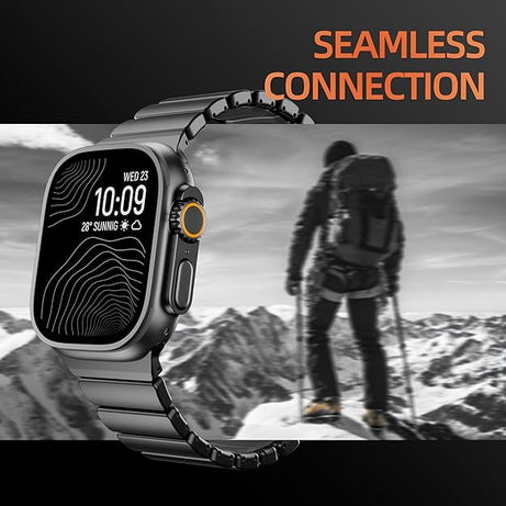 Full Black Luxury Titanium Dual Layer Silicone Magnetic Link Bands By Shopyholy Compatible For Apple Watch