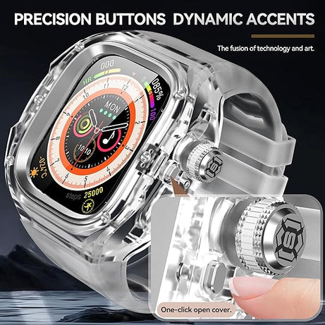 49MM Silver Luxury Transparent Concept Case By Shopyholy Compatible For Apple Watch Ultra