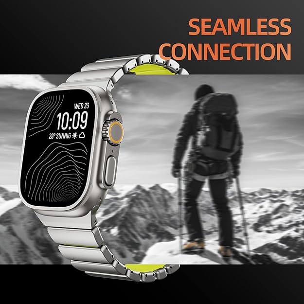 Titanium green Luxury Titanium Dual Layer Silicone Magnetic Link Bands By Shopyholy Compatible For Apple Watch