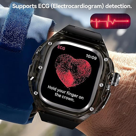 49MM Black Silver Luxury Transparent Concept Case By Shopyholy Compatible For Apple Watch Ultra