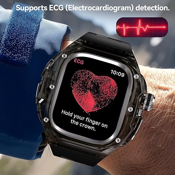 49MM Black Silver Luxury Transparent Concept Case By Shopyholy Compatible For Apple Watch Ultra