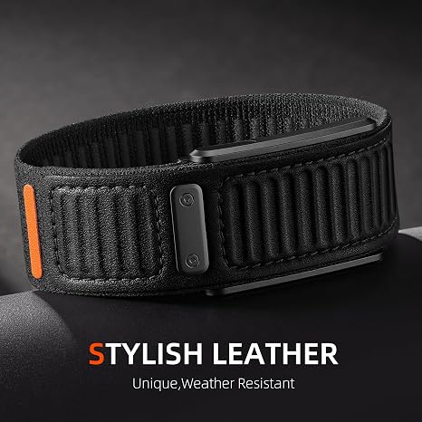 Black Luxury Leather Nylon Navigator Band Compatible for WHOOP 5.0