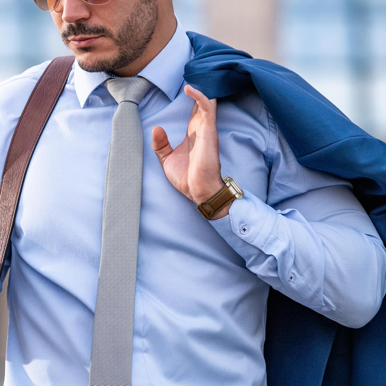 Brown Luxury Cavallo Leather Straps By Shopyholy Compatible For Apple Watch
