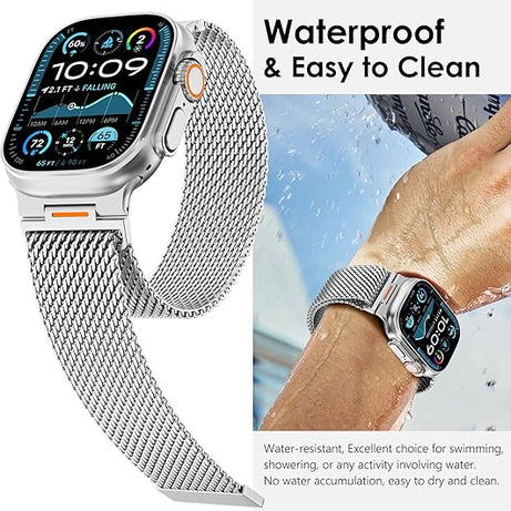 Silver Luxury Strato Milanese Loop By Shopyholy Compatible For Apple Watch