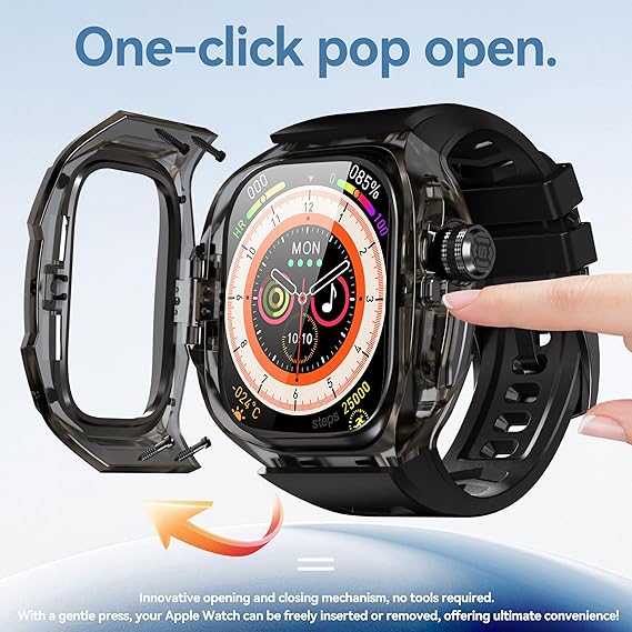 49MM Full Black Luxury Transparent Concept Case By Shopyholy Compatible For Apple Watch Ultra