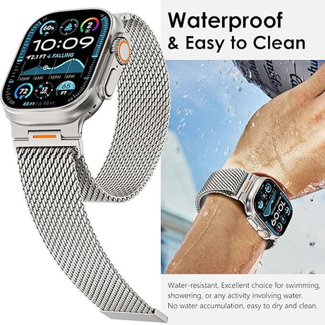 Titanium Luxury Strato Milanese Loop By Shopyholy Compatible For Apple Watch