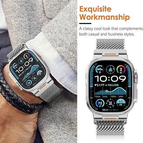 Silver Luxury Strato Milanese Loop By Shopyholy Compatible For Apple Watch