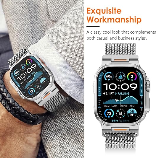Silver Luxury Strato Milanese Loop By Shopyholy Compatible For Apple Watch