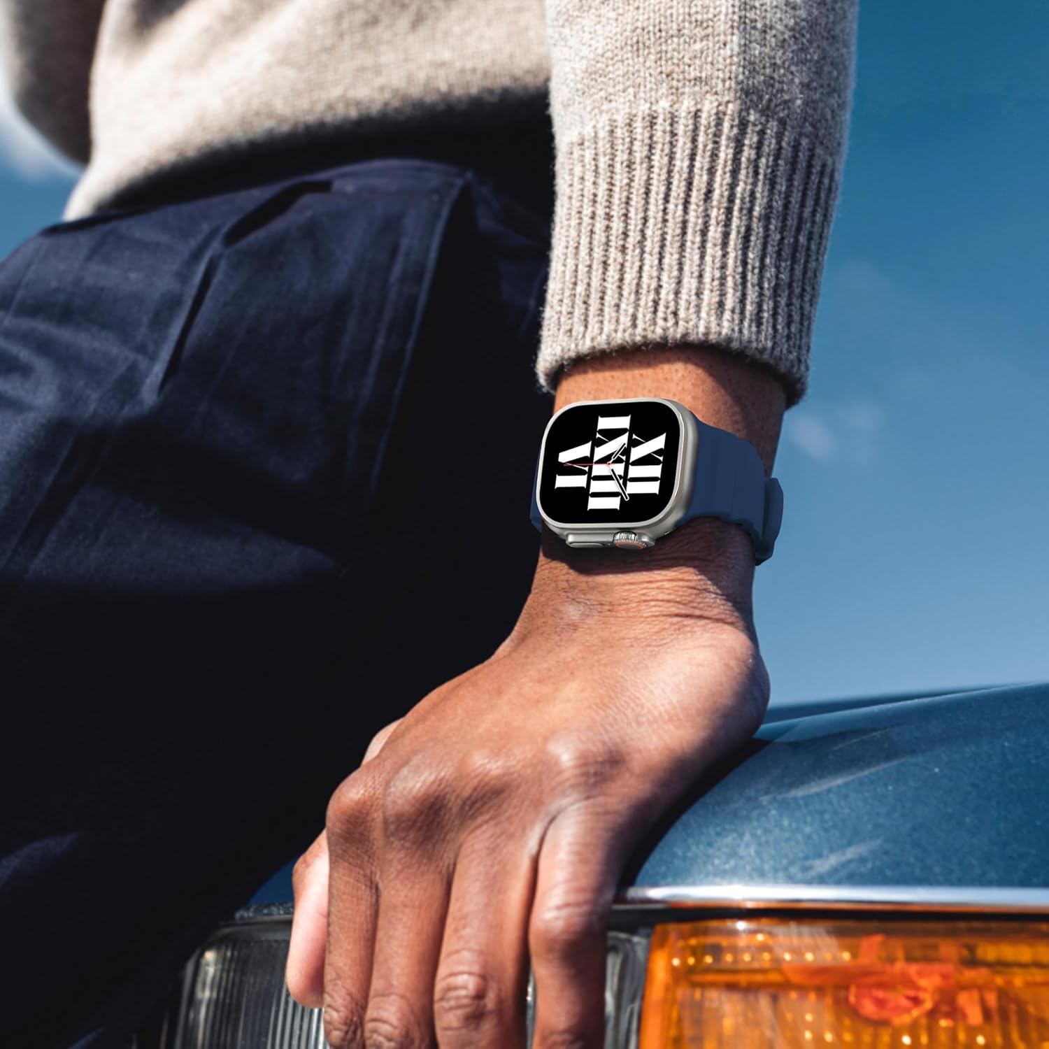 Navy Blue T Premium Rugged Silicone With Metal Buckle By Shopyholy Compatible For Apple Watch