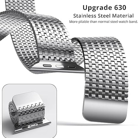 Silver Luxury Magnetic Milanese Loop By Shopyholy Compatible For Apple Watch