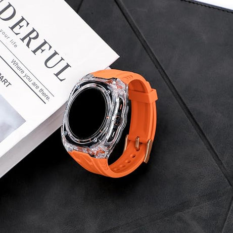 Orange Transparent Rugged Case with Silicone Band for Samsung Galaxy Watch Ultra 47mm