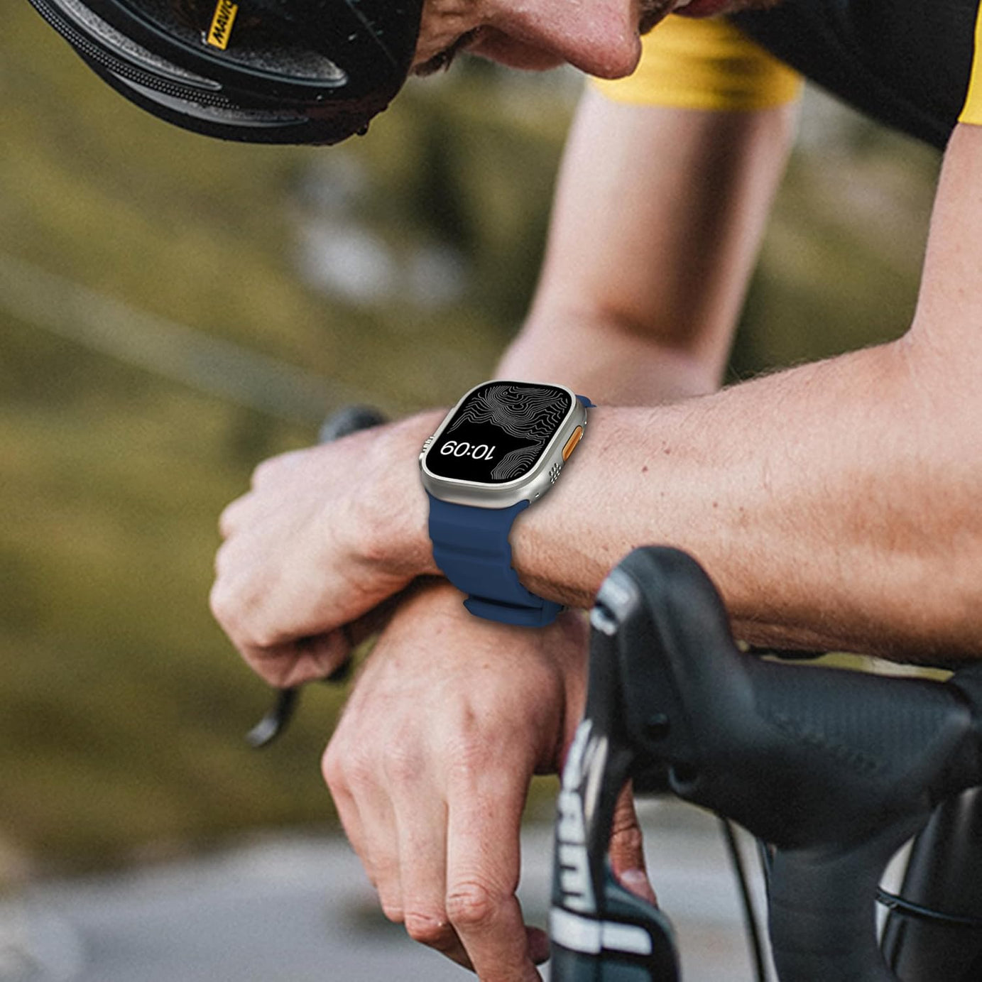 Navy B Premium Rugged Silicone With Metal Buckle By Shopyholy Compatible For Apple Watch