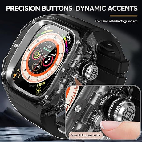 49MM Black Silver Luxury Transparent Concept Case By Shopyholy Compatible For Apple Watch Ultra