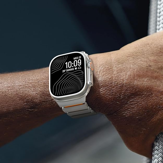 Titanium orange Luxury Titanium Dual Layer Silicone Magnetic Link Bands By Shopyholy Compatible For Apple Watch