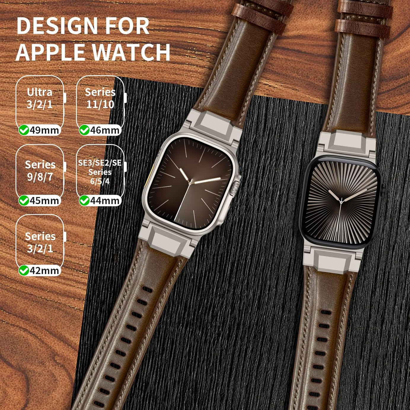 Coffee Dark Brown Luxury Cavallo Leather Straps By Shopyholy Compatible For Apple Watch